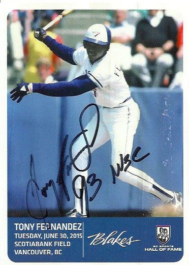 Former Blue Jays shortstop Tony Fernandez, a five-time all-star